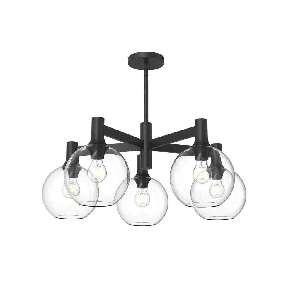 ALORA MOOD Lighting CH506129MBCL Chandeliers, Clear Glass/Matte Black