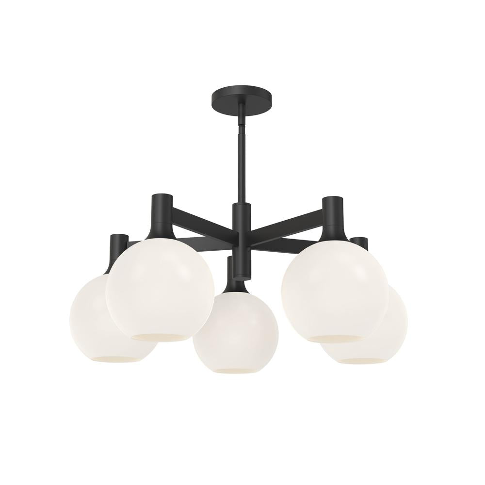ALORA MOOD Lighting CH506129MBOP Chandeliers, Classic Chic Style, Matte Black/Opal Matte Glass