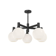 ALORA MOOD Lighting CH506129MBOP Chandeliers, Classic Chic Style, Matte Black/Opal Matte Glass