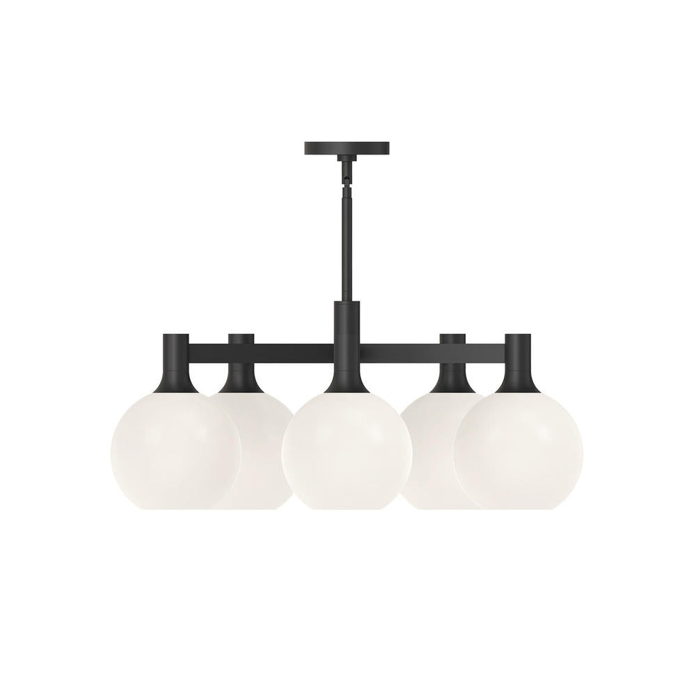 ALORA MOOD Lighting CH506129MBOP Chandeliers, Classic Chic Style, Matte Black/Opal Matte Glass