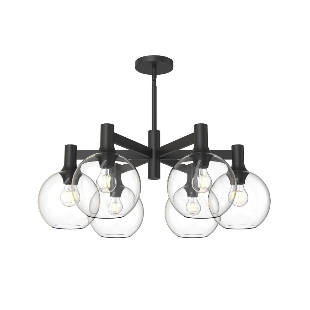 ALORA MOOD Lighting CH506230MBCL Chandeliers, 6 Lights, Clear Glass/Matte Black