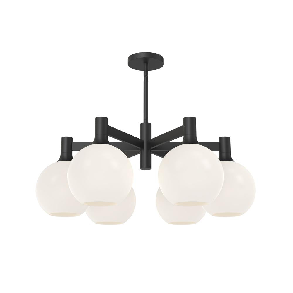 ALORA MOOD Lighting CH506230MBOP Chandeliers, Matte Black/Opal Matte Glass