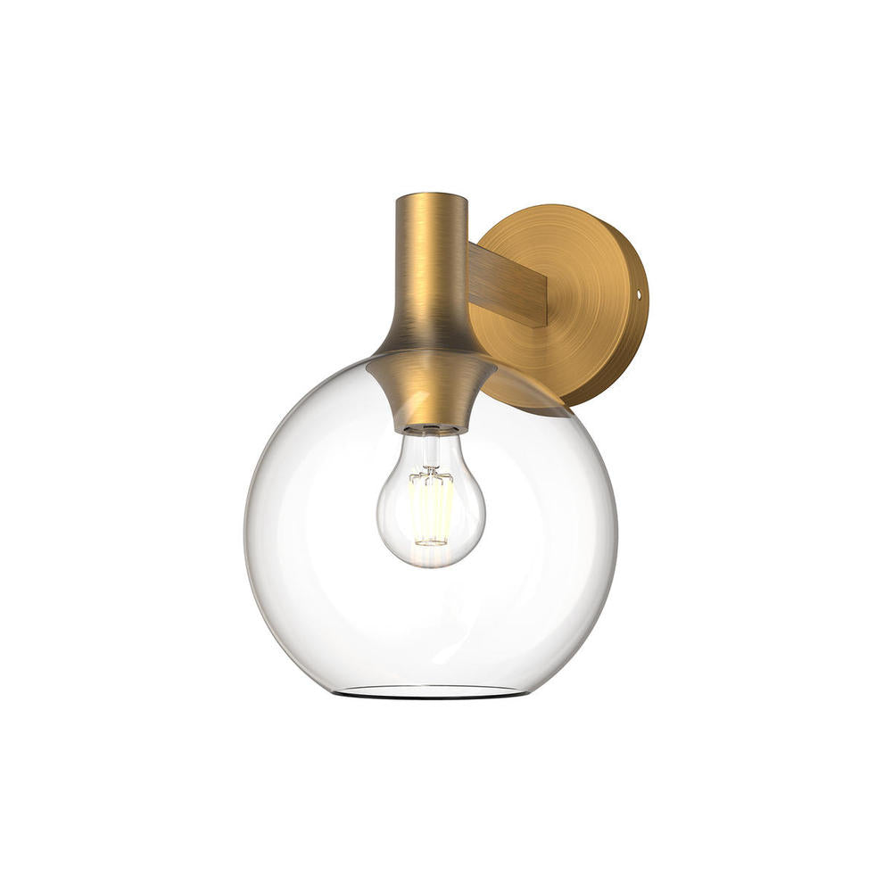 ALORA MOOD Lighting WV506108AGCL Vanity Light Fixture, UL Damp Rated, Aged Gold/Clear Glass