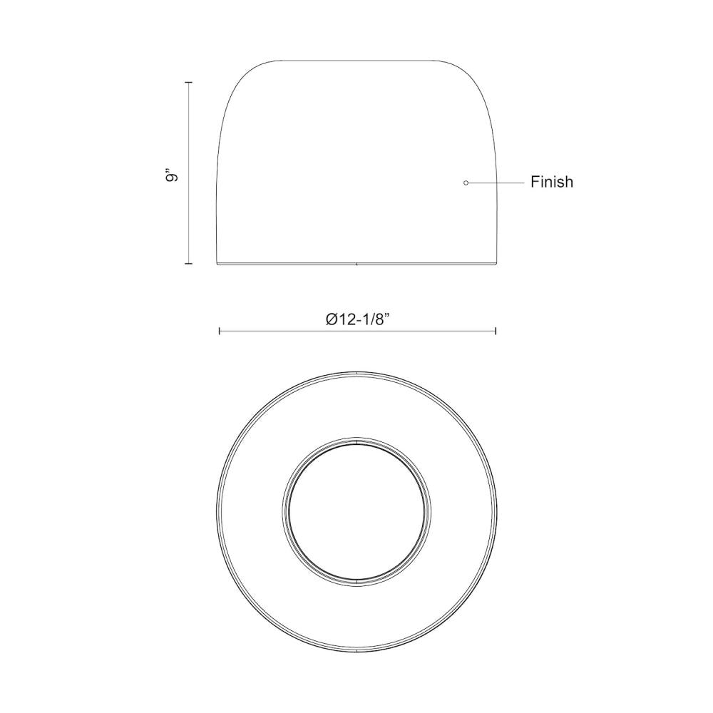 Kuzco Cayne FM44912-BK/WH Flush Mount Light Fixture, UL Listed, Black/White