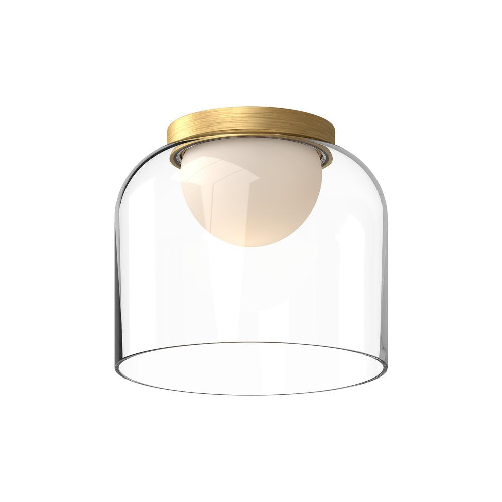 Kuzco FM52508-BG/CL Cedar 8-in Flush Mount, UL Damp Rated, Brushed Gold/Clear