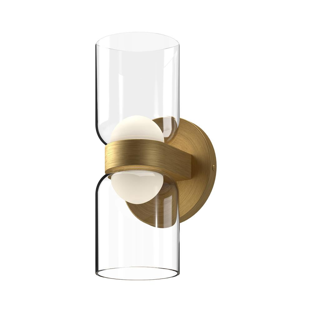 Kuzco Cedar WS52511-BG/CL Wall Sconce, UL Damp Rated, Brushed Gold/Clear