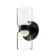 Kuzco Cedar WS52511-BK/CL Wall Sconce, LED, Black/Clear