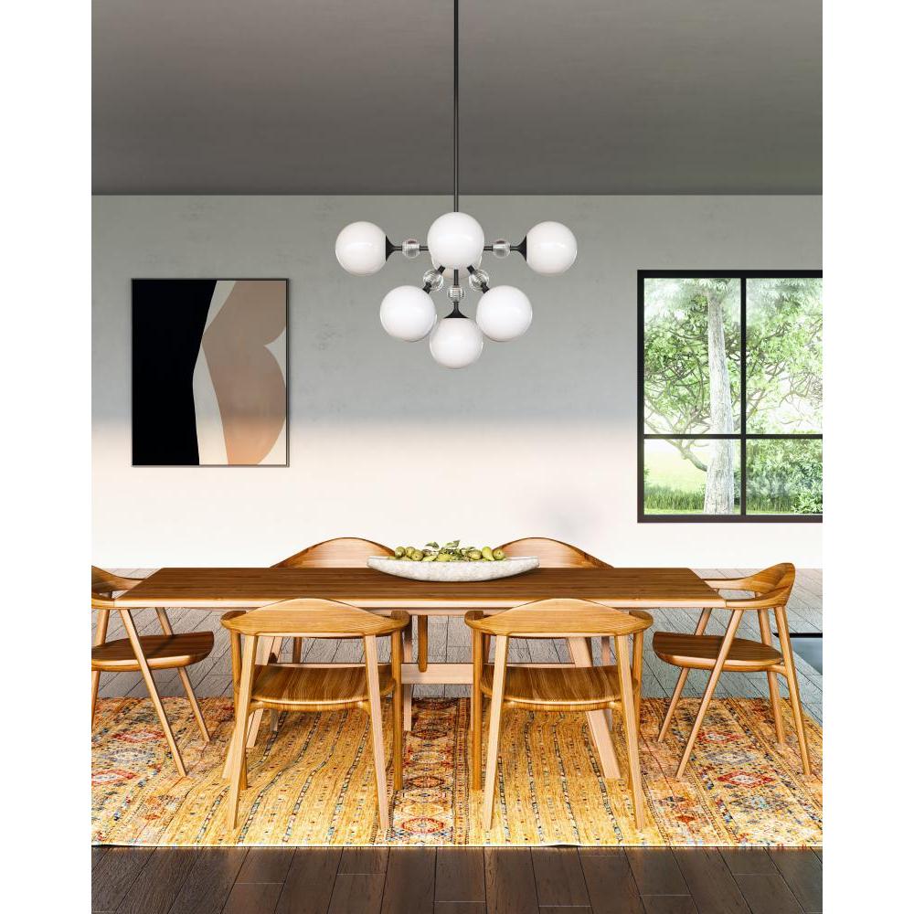 ALORA MOOD Lighting CH415331MBOP Chandeliers, Matte Black/Opal Glass