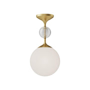 ALORA MOOD Lighting SF415308BGOP Celia 8-in Semi Flush Mount Fixture, UL Damp Rated, Brushed Gold/Opal Glass