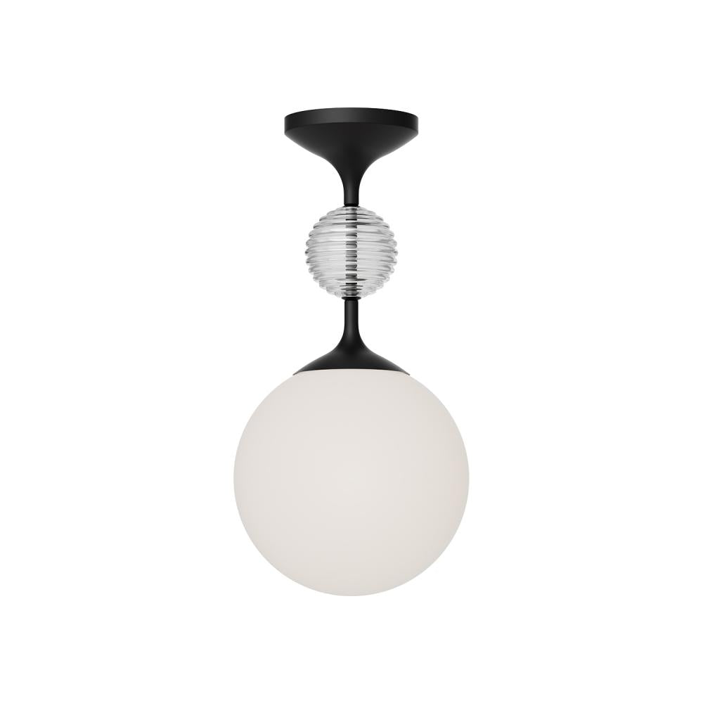 Alora Mood Lighting SF415308MBOP Semi Flush Mount, 1 Light, Matte Black/Opal Glass
