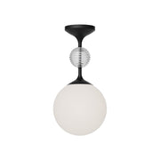 Alora Mood Lighting SF415308MBOP Semi Flush Mount, 1 Light, Matte Black/Opal Glass