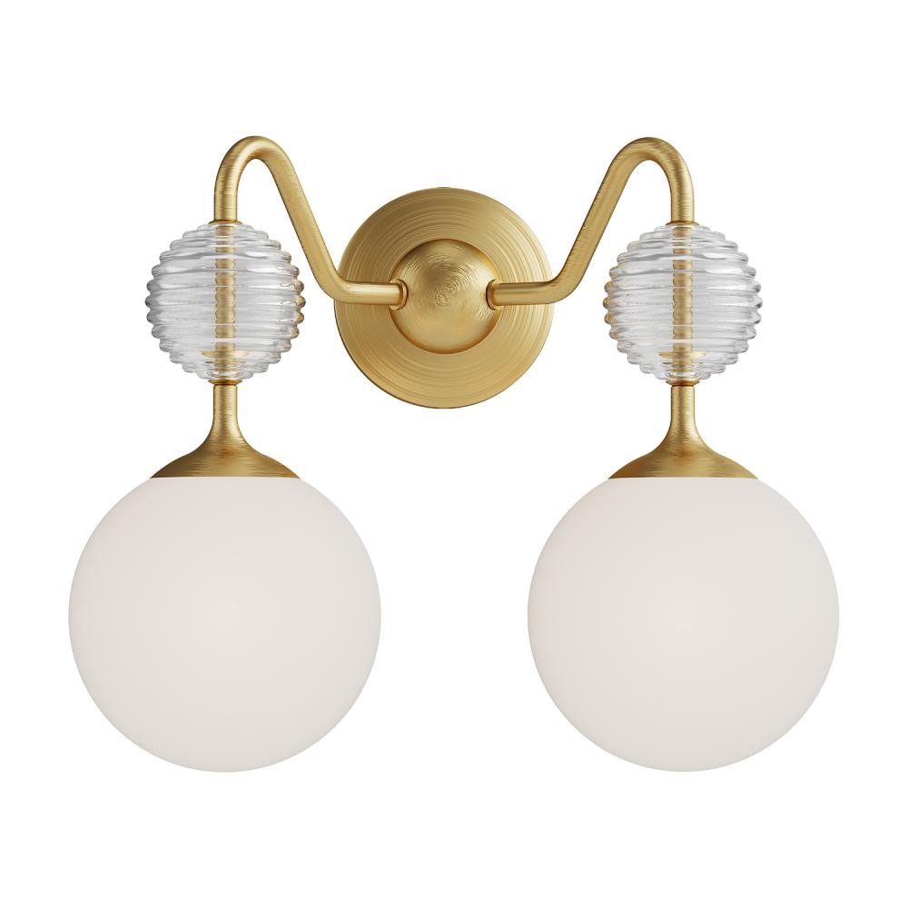 Alora Mood Lighting VL415315 Vanity Light Fixture, UL Damp Rated, Brushed Gold/Opal Glass