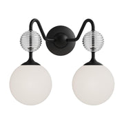 ALORA MOOD Lighting VL415315MBOP Vanity Light Fixture, UL Damp Rated, Matte Black/Opal Glass