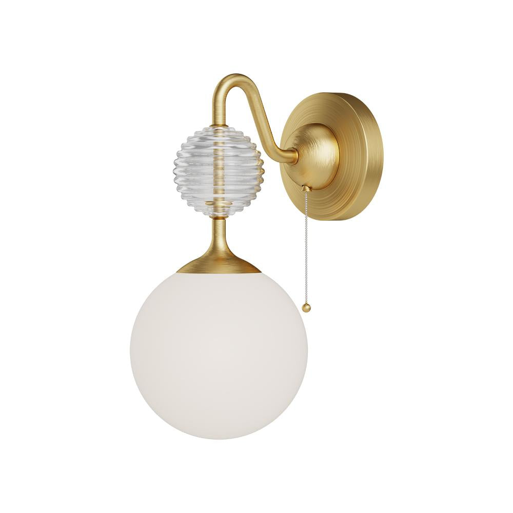 ALORA MOOD Lighting WV415306BGOP Celia 6-in Wall/Vanity Light Fixture, UL Damp Rated, Brushed Gold/Opal Glass