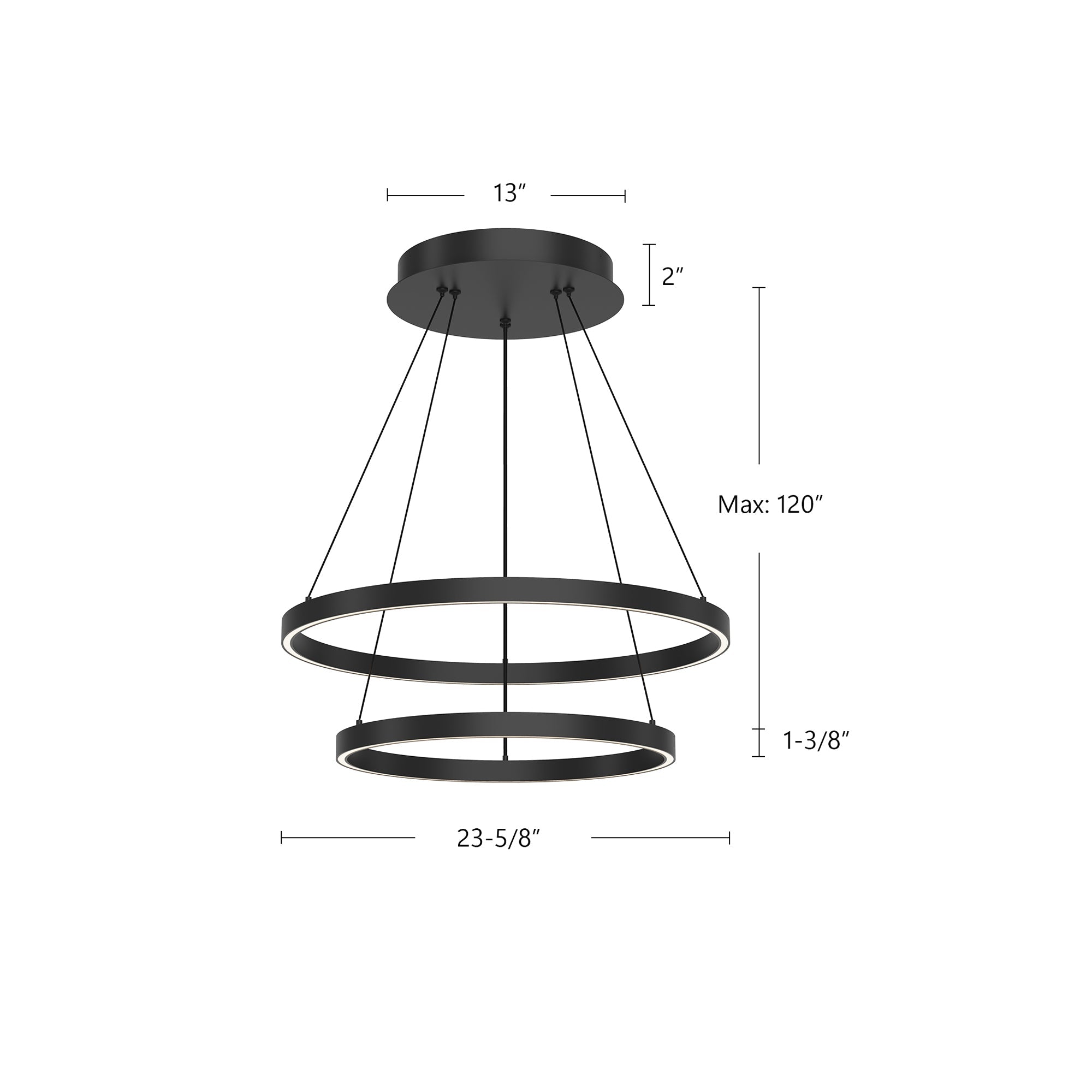 Kuzco CH87224-BK-UNV-010 Chandeliers, 24-in, Black LED, Matte Powder-Coated Finish