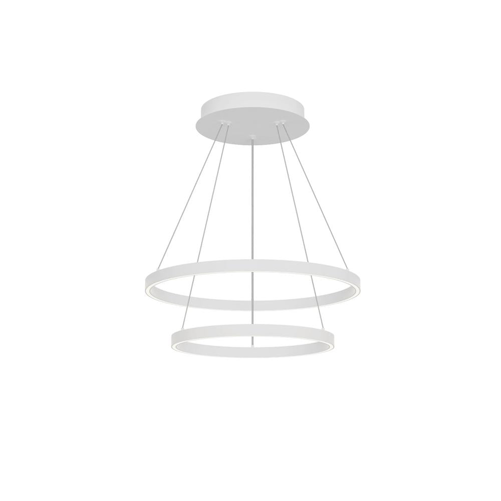 Kuzco Cerchio 24-in White LED Chandelier, UL Damp Rated, Matte Powder-Coated Finish