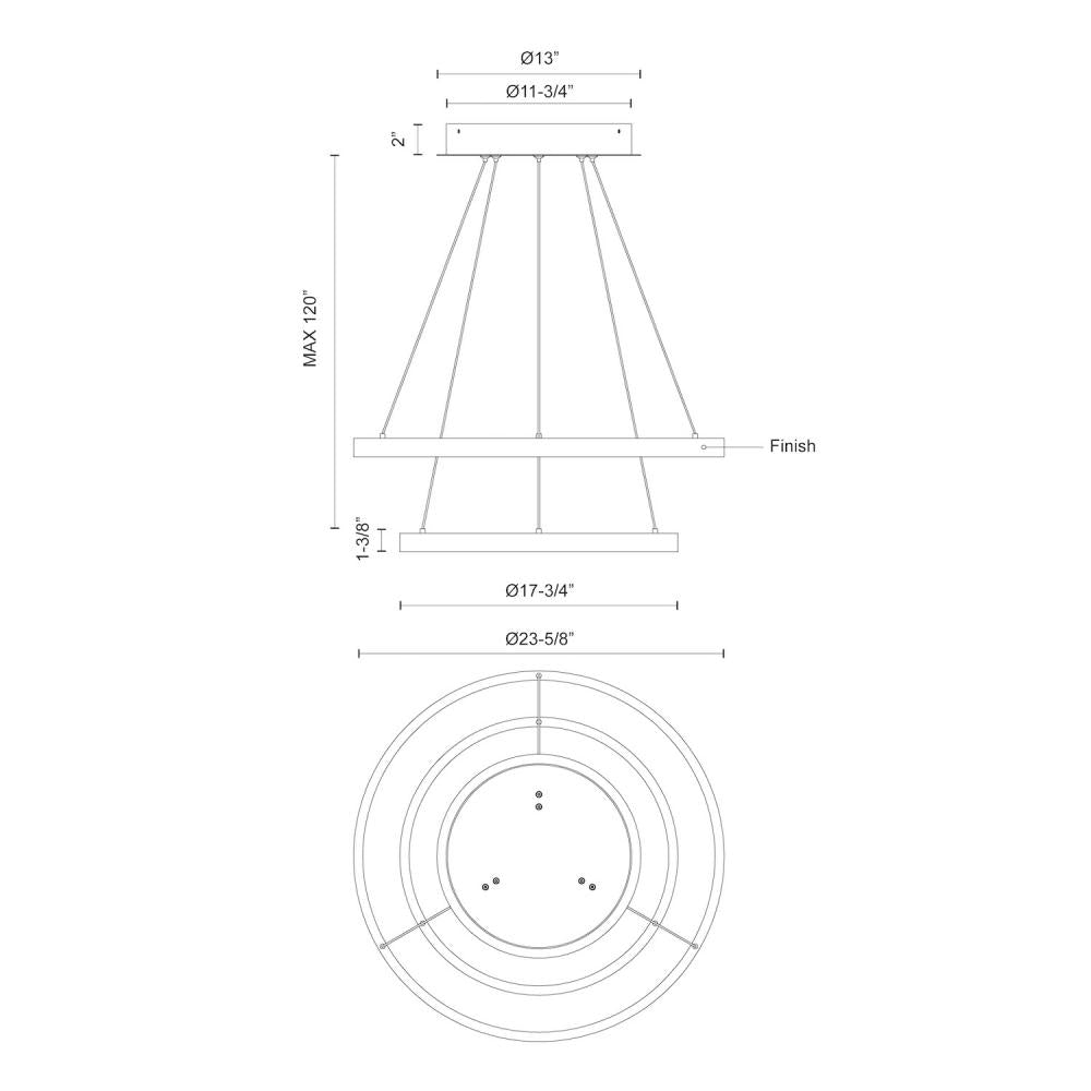 Kuzco Cerchio 24-in White LED Chandelier, UL Damp Rated, Matte Powder-Coated Finish
