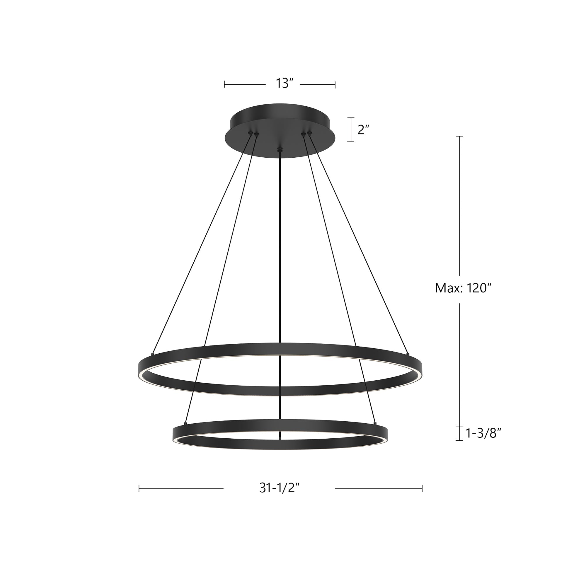 Kuzco Cerchio 32-in Black LED Chandeliers, Black