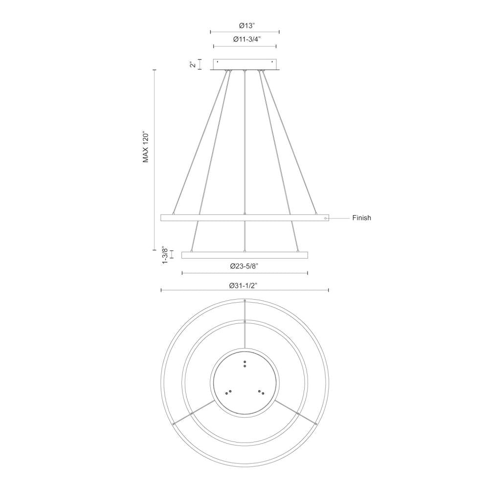 Kuzco Cerchio 32-in LED Chandelier, Two Tiers, Matte Finish
