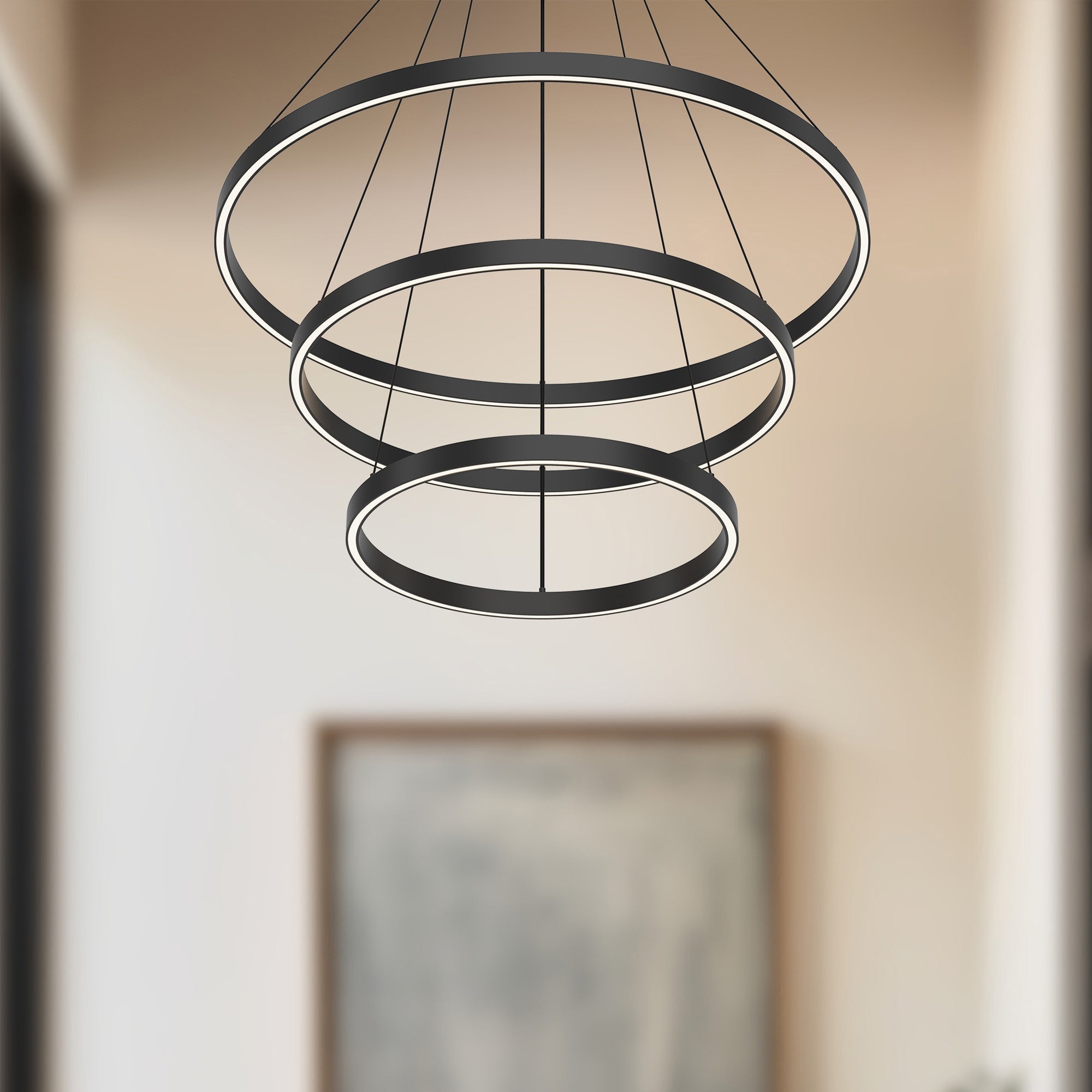 Kuzco Cerchio CH87332-BK-UNV-010 Chandelier, UL Damp Rated, Black