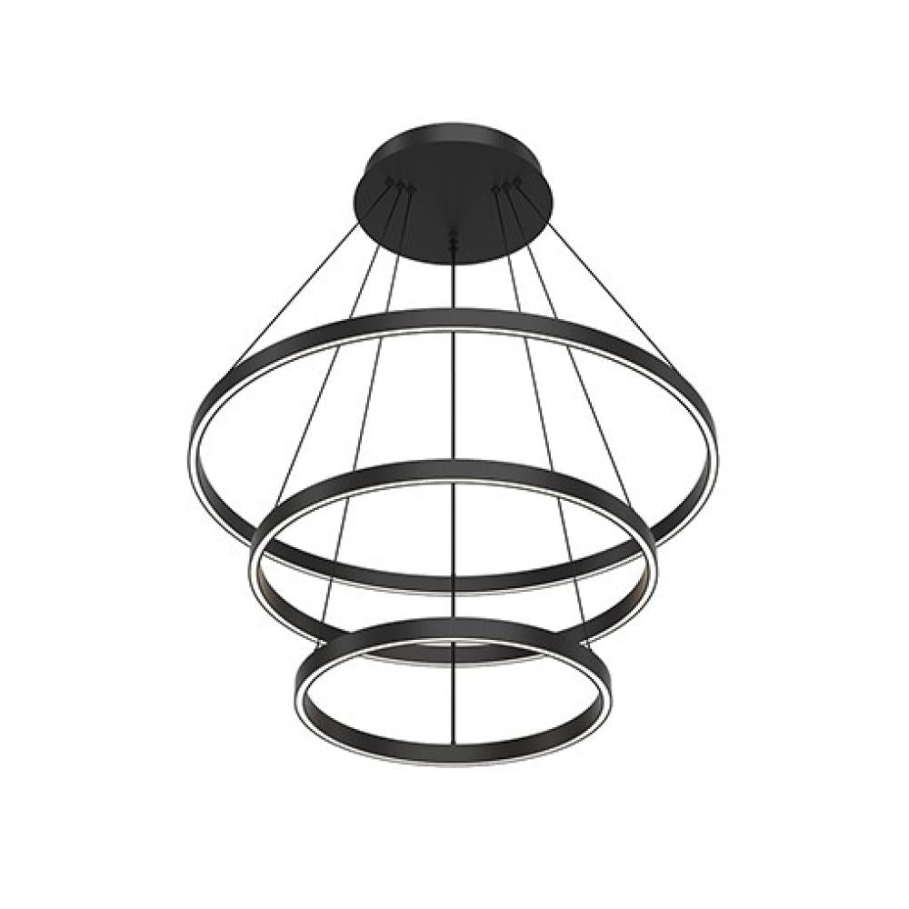 Kuzco Lighting CH87332-BK Cerchio 32-in Black LED Chandelier, UL Damp Rated, Matte Powder-Coated