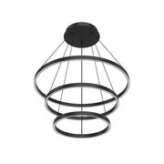 Kuzco Lighting CH87332-BK Cerchio 32-in Black LED Chandelier, UL Damp Rated, Matte Powder-Coated