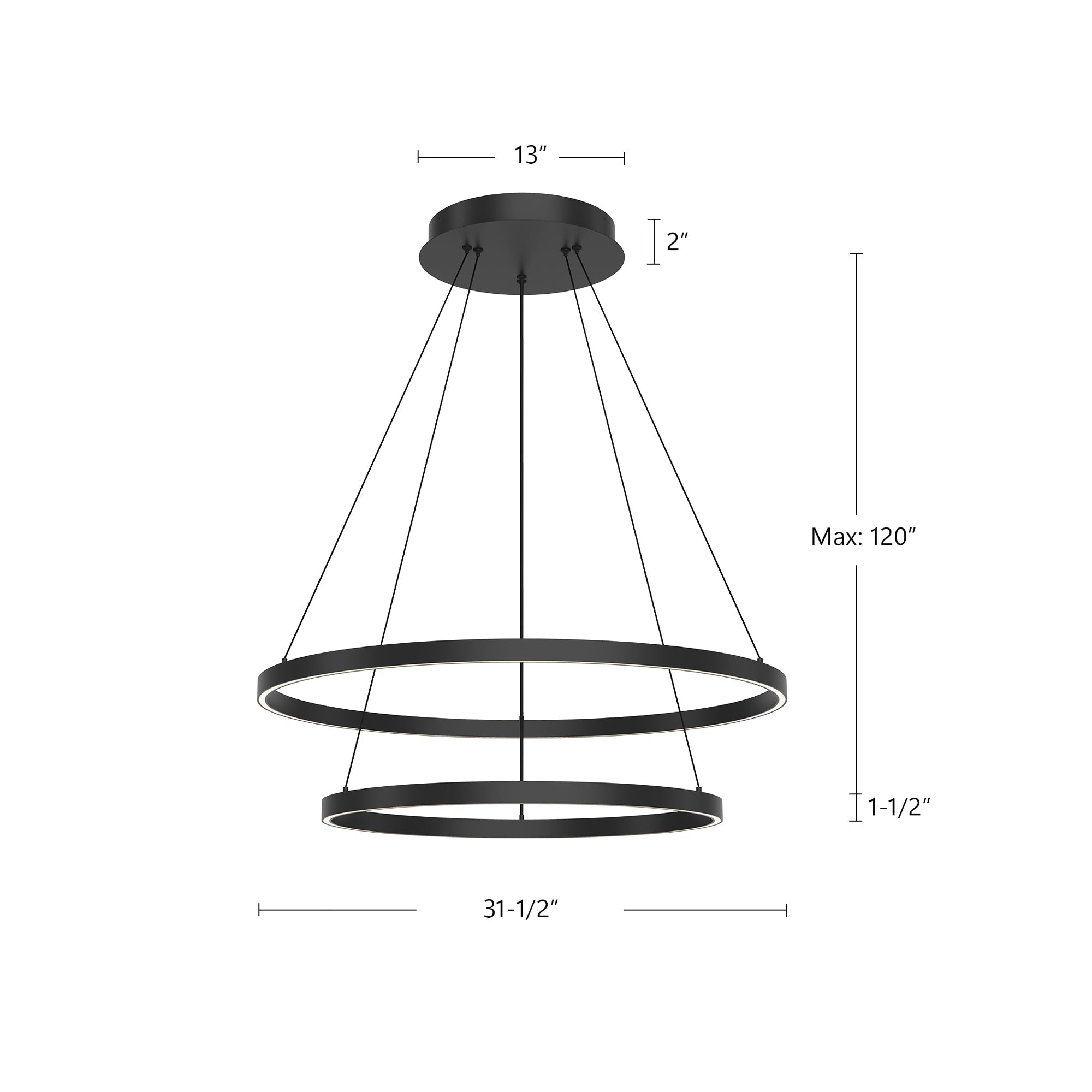 Kuzco Cerchio 32-in White LED Chandeliers, 138W, Flush Silicone Diffuser, Matte Powder-Coated Finish