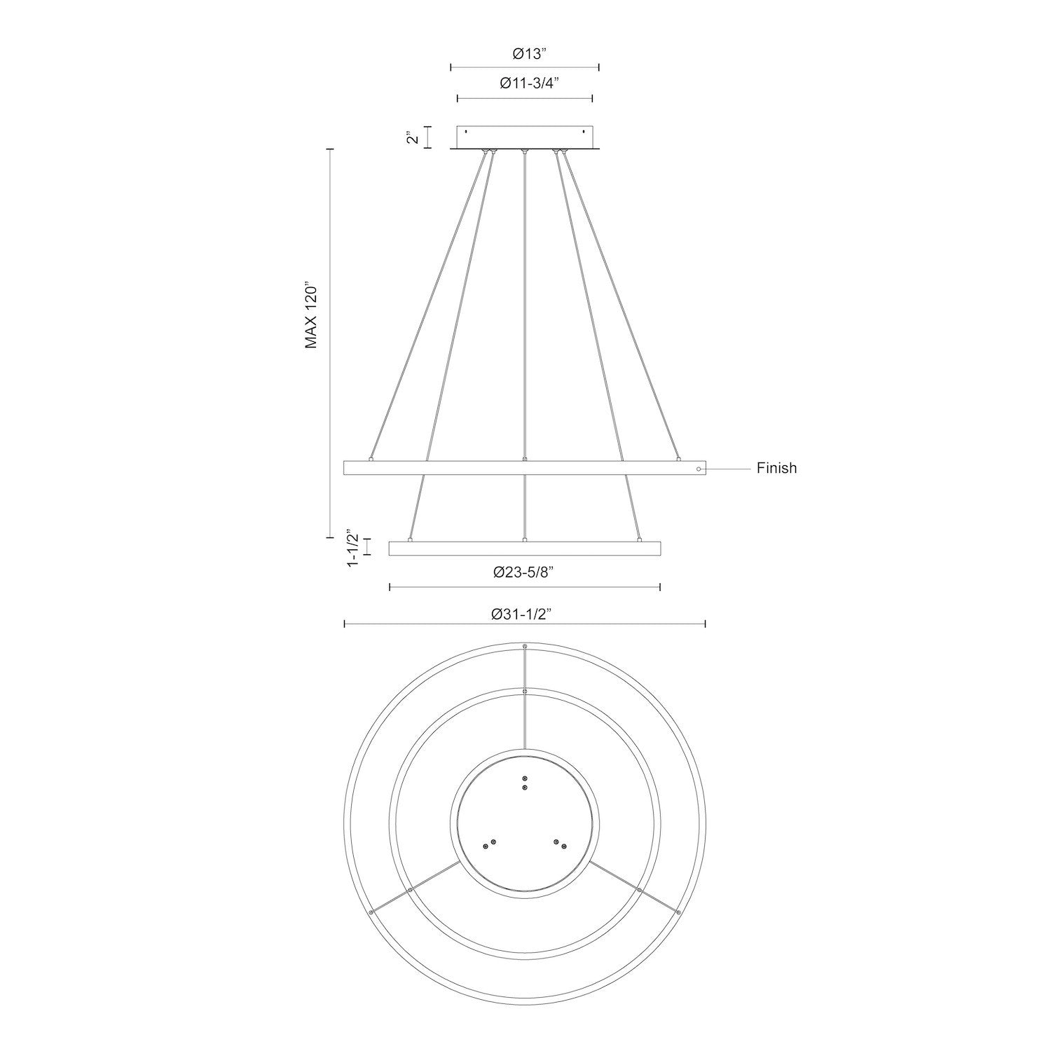 Kuzco Cerchio 32-in White LED Chandeliers, 138W, Flush Silicone Diffuser, Matte Powder-Coated Finish