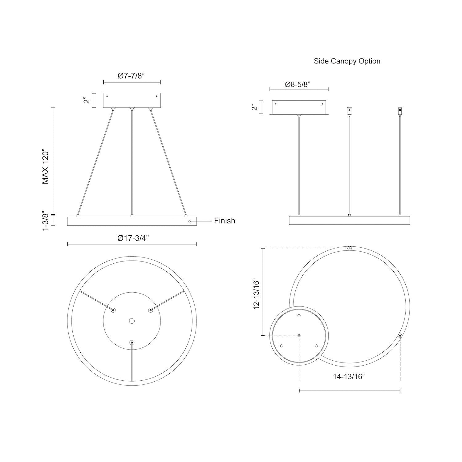 Kuzco Lighting PD87118-WH-UNV-010 Cerchio 18-in White LED Pendant, UL Damp Rated, White