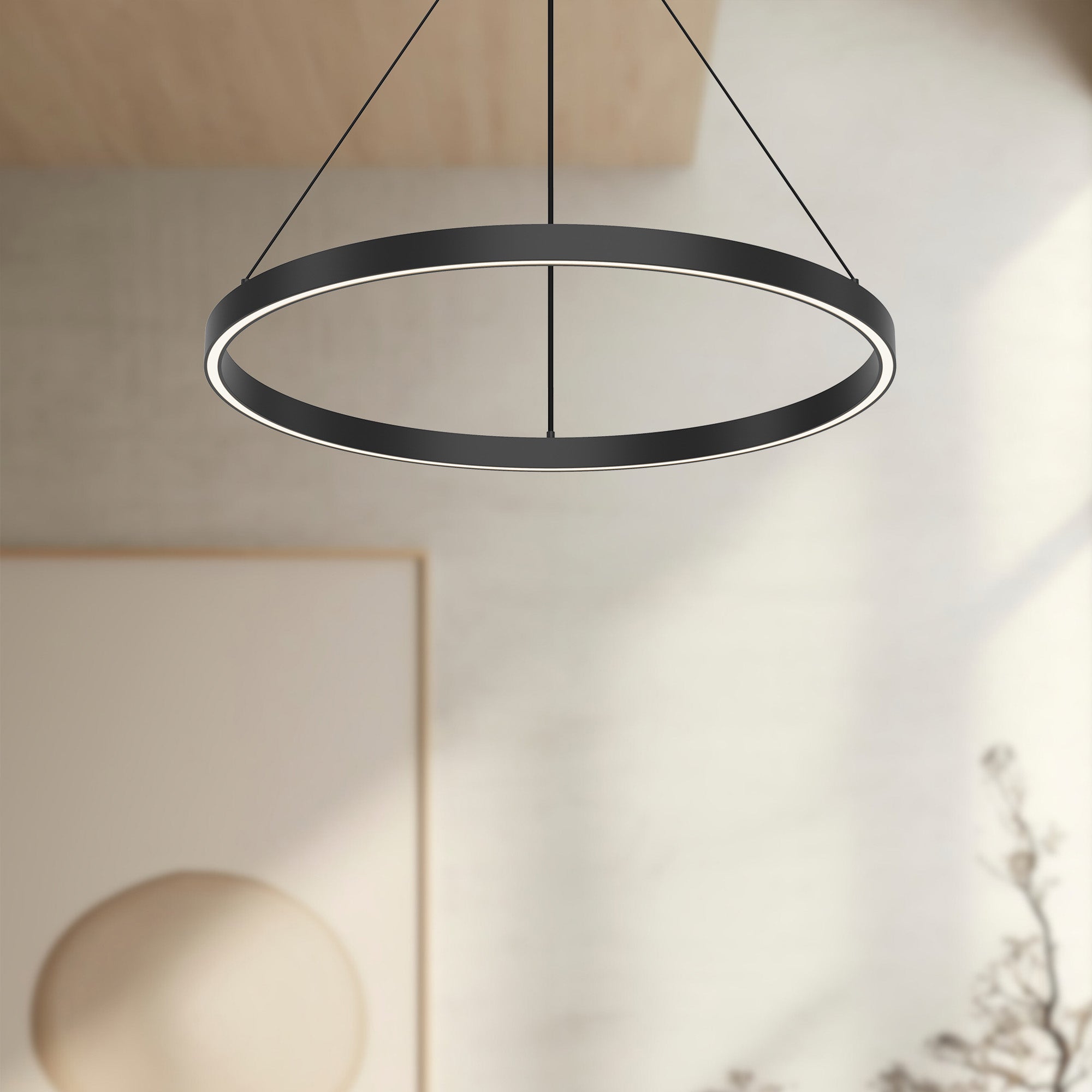 Kuzco Cerchio 24-in Black LED Pendant, 51W, Alaska & Mat Black