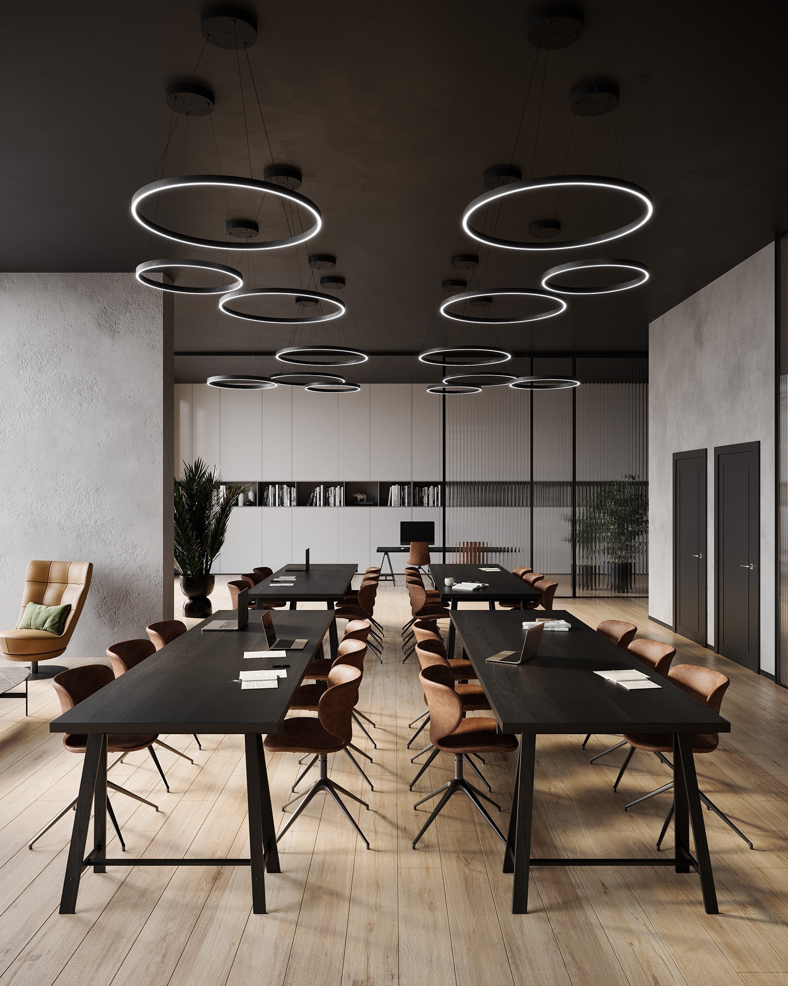Kuzco Cerchio PD87724-BK-UNV-010 Pendant Light Fixture, UL Listed, Black