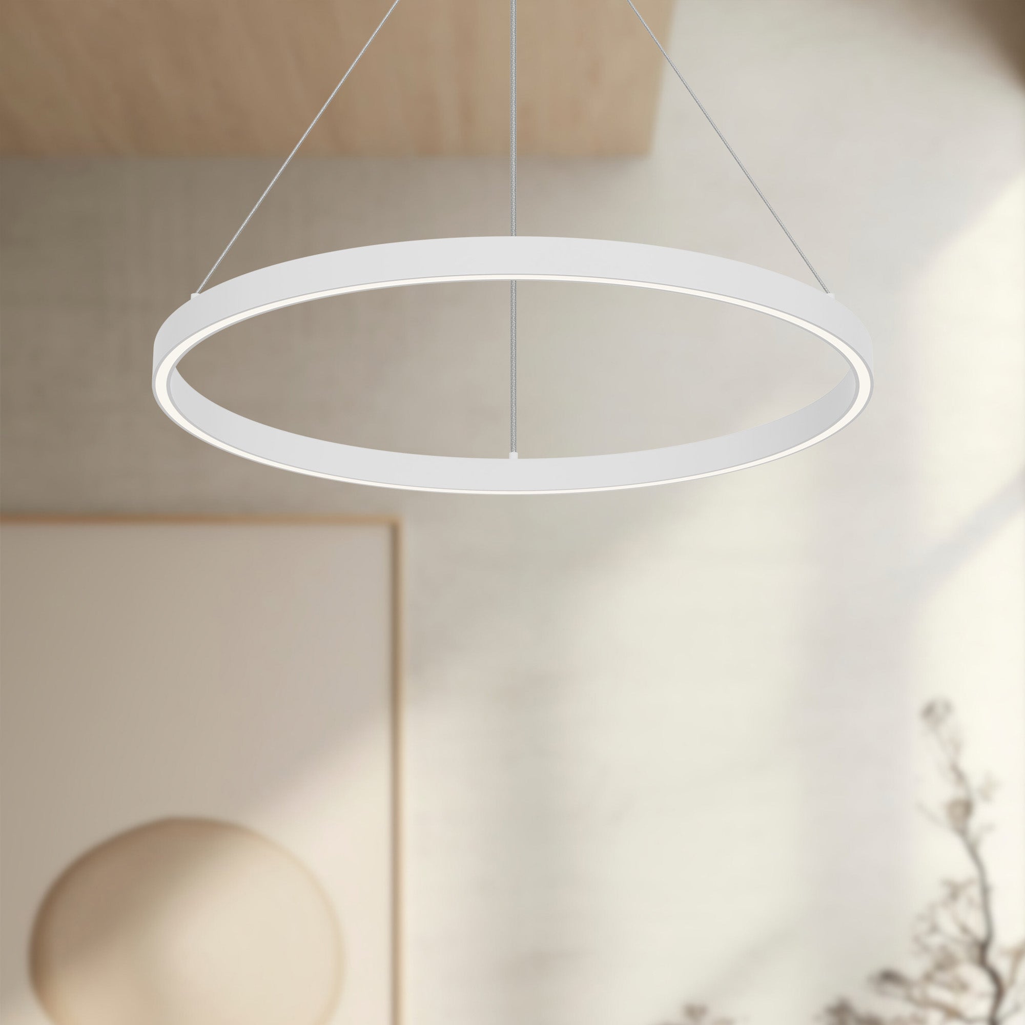 Kuzco Cerchio 24-in LED Pendant Light Fixture, UL Damp Rated, White