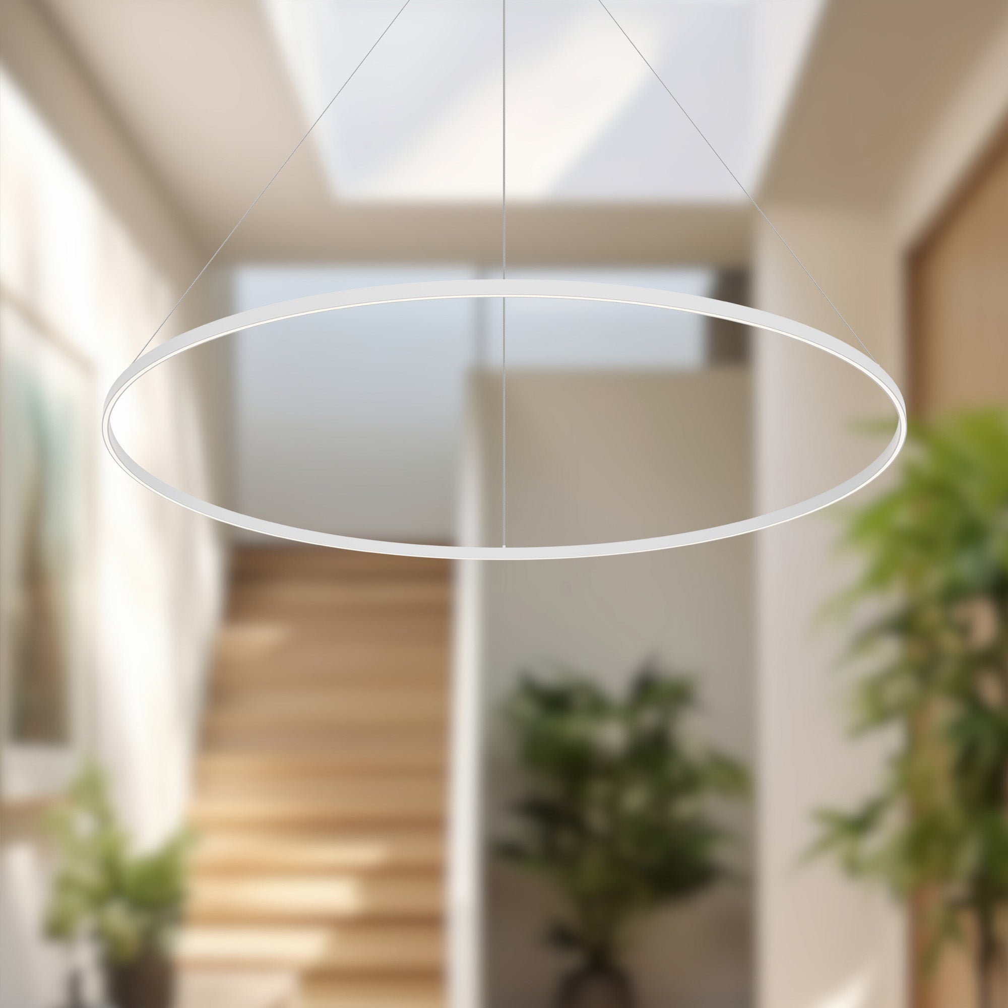 Kuzco Cerchio 72-in White LED Pendant, Flush Silicone Diffuser, Matte Powder-Coated, White