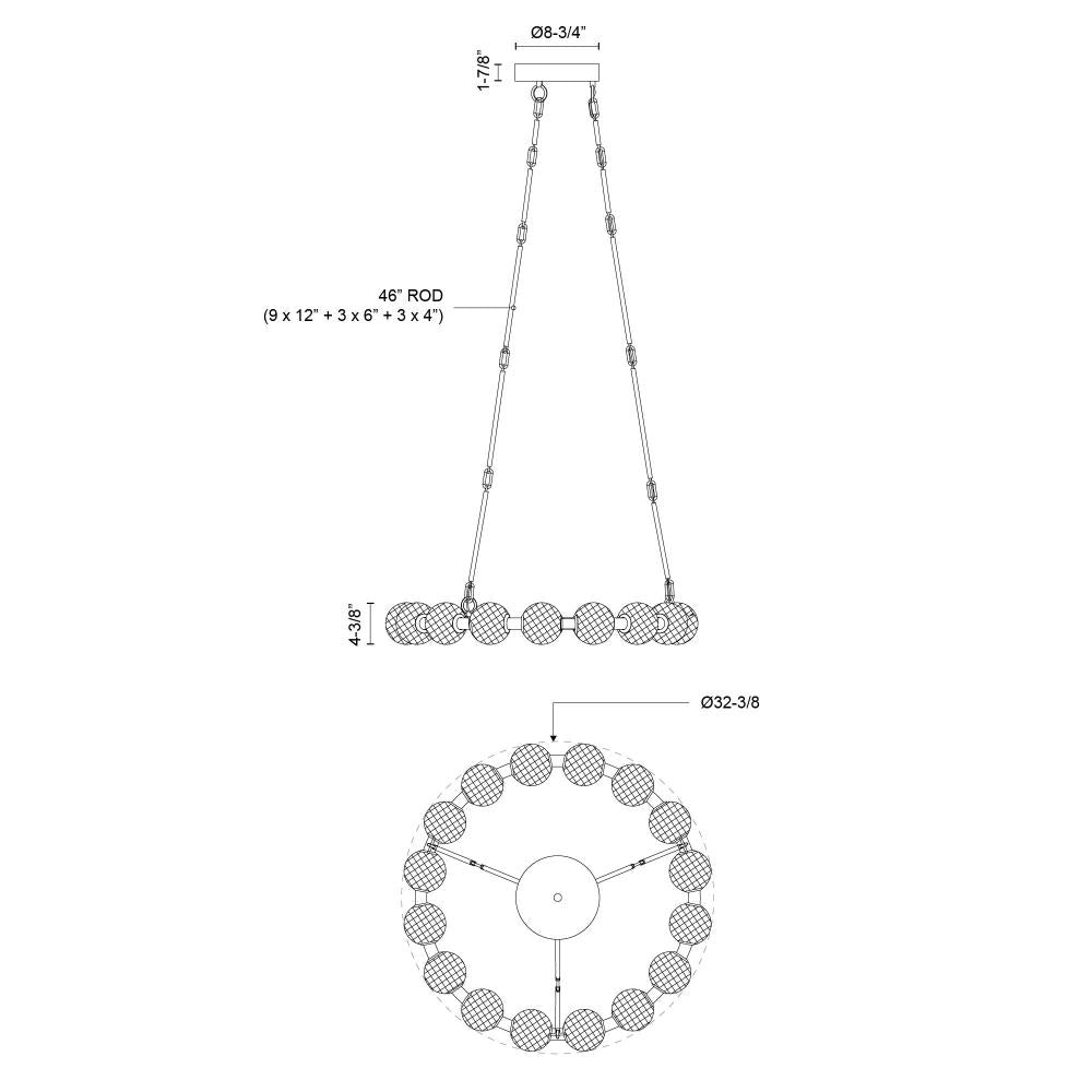 ALORA Lighting CH321032PN-UNV-010 Chandelier, LED, 32-in, Polished Nickel