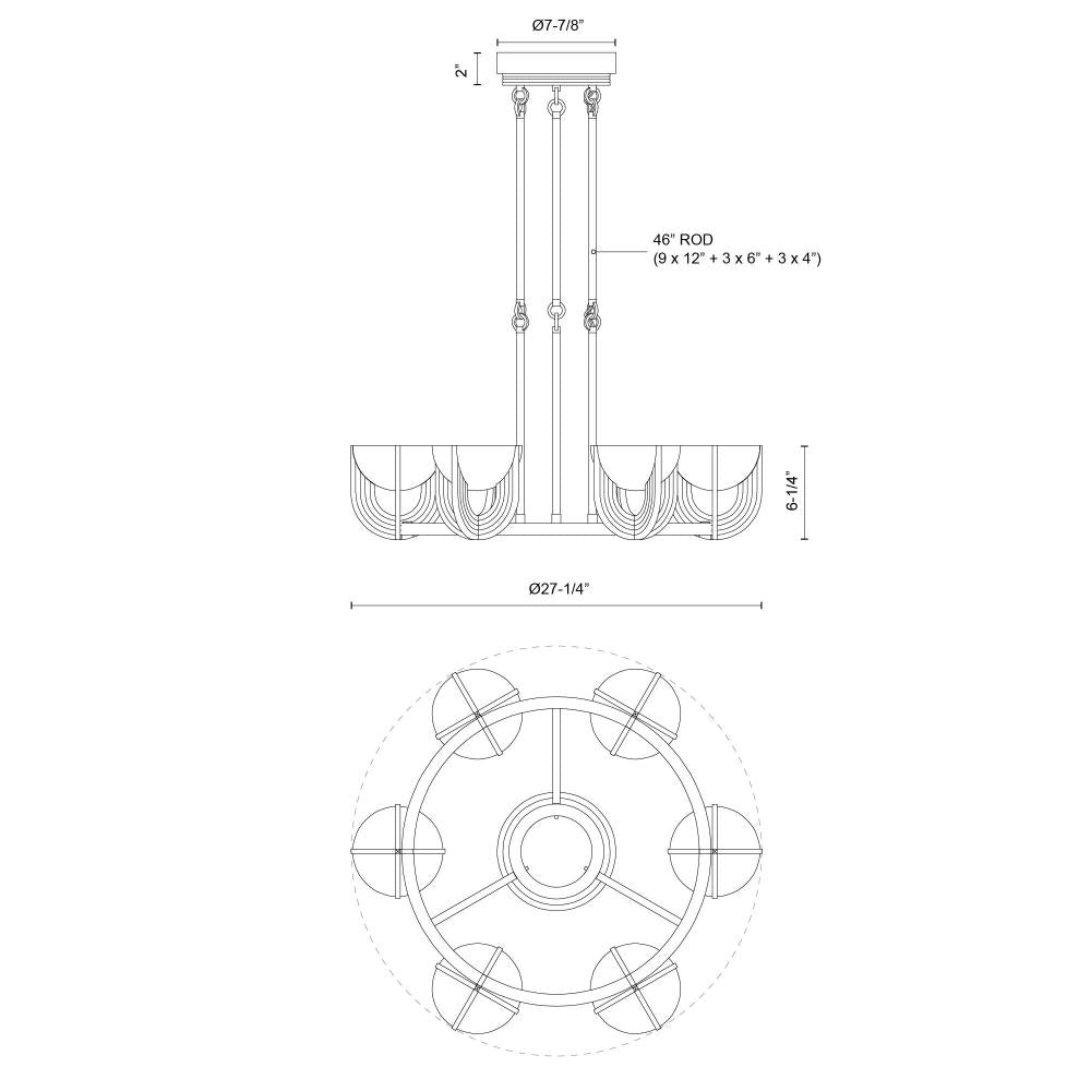 ALORA Lighting CH362627UBAR-UNV Colette 27-in LED Chandelier, Urban Bronze/Alabaster