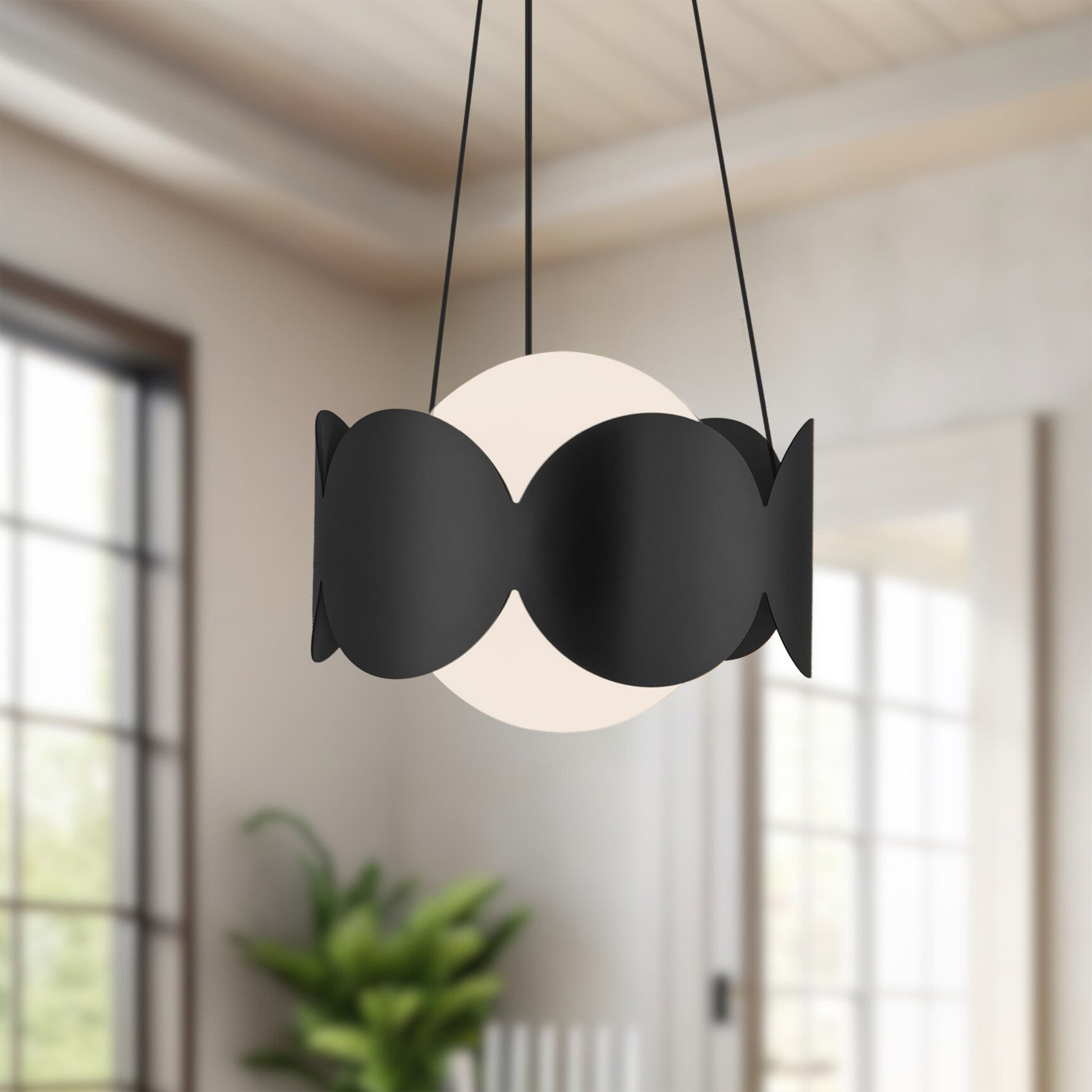Kuzco Ciel CH59810-BK/OP Chandelier, UL Listed, Black/Opal Glass