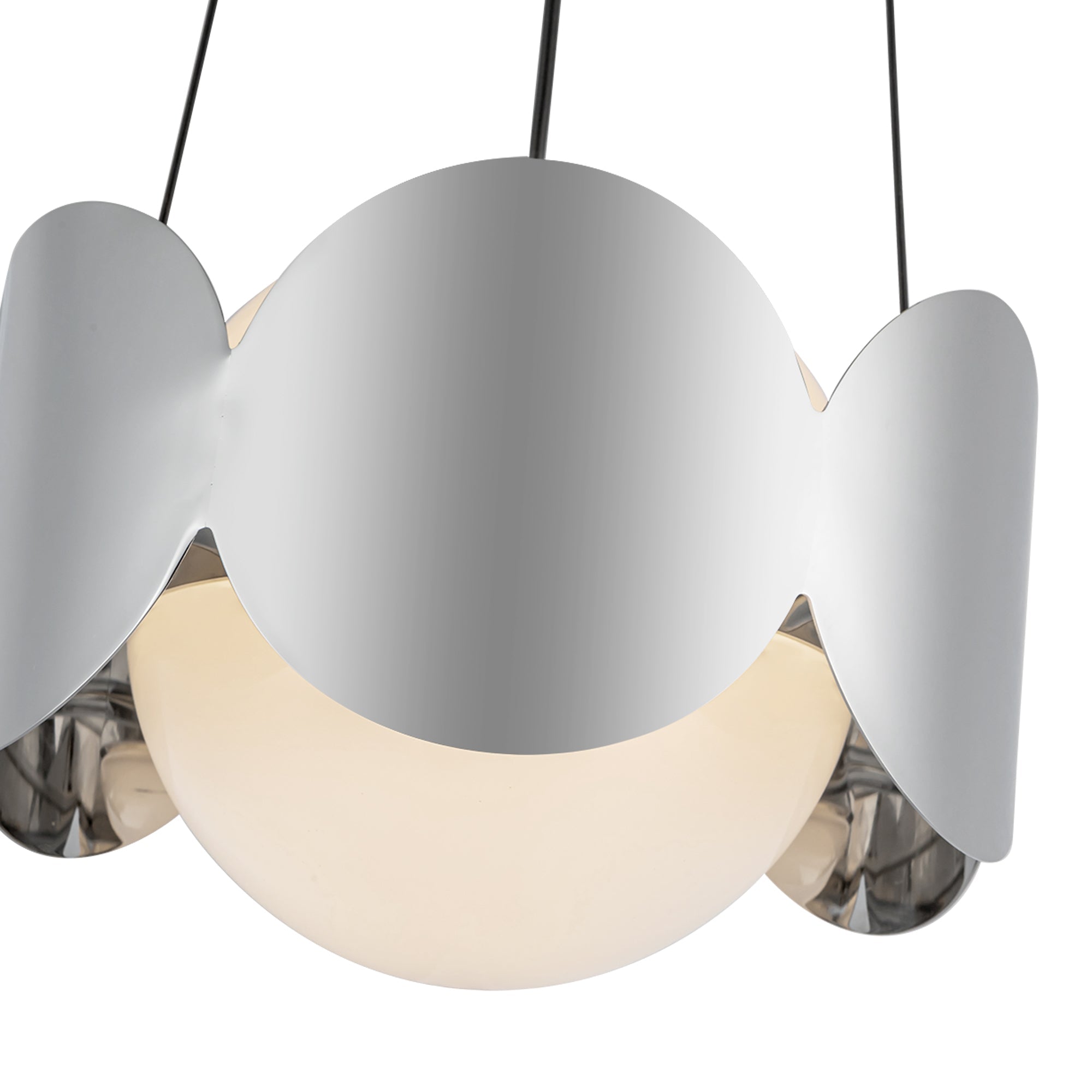 Kuzco Ciel CH59810-CH/OP Chandelier, Socket Chandelier, Chrome/Opal Glass