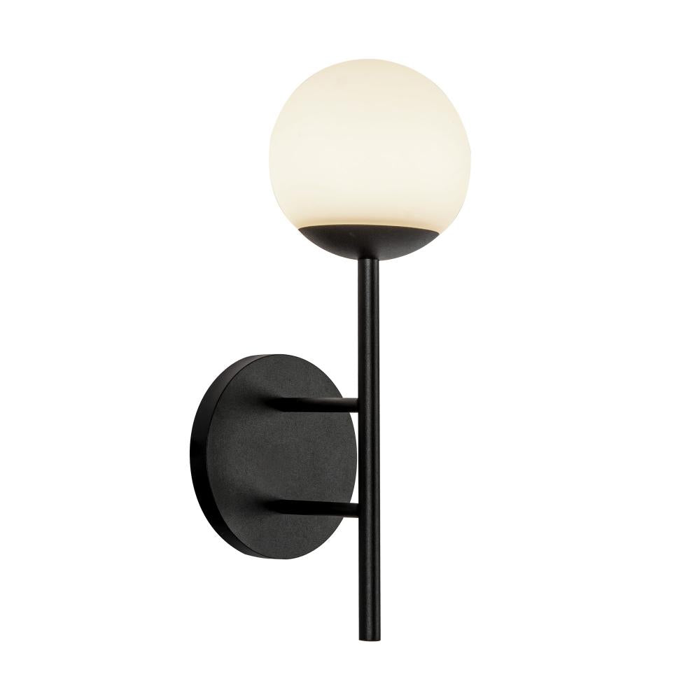Kuzco Claremont EW78513-BK/OP Exterior Wall Fixture, LED, Black/Opal Glass