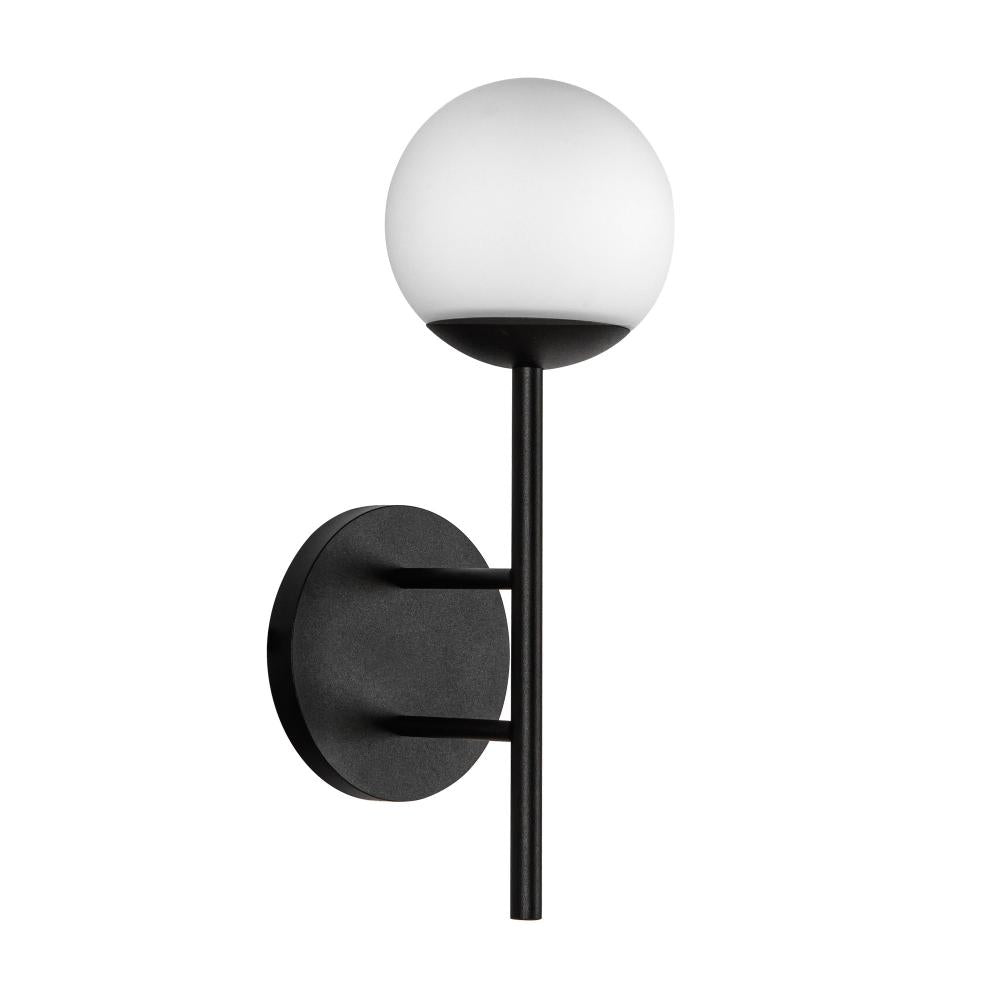 Kuzco Claremont EW78513-BK/OP Exterior Wall Fixture, LED, Black/Opal Glass