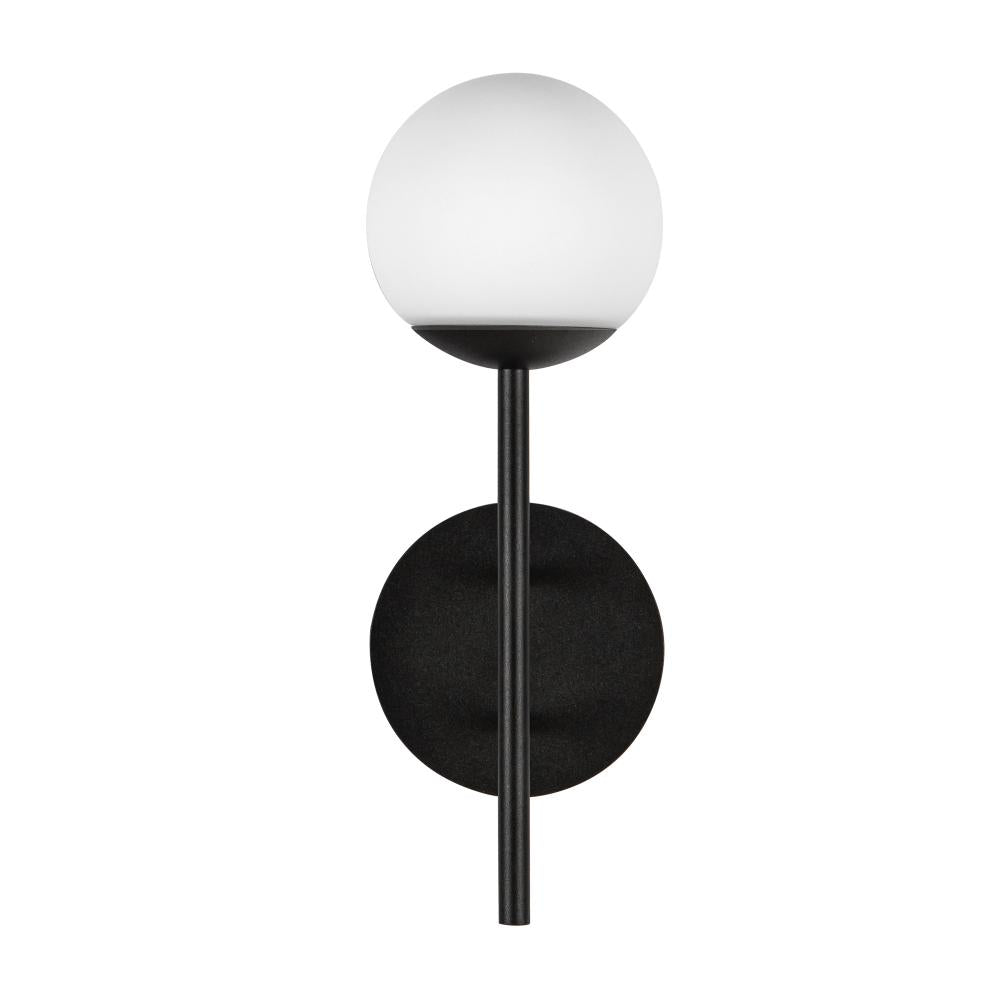 Kuzco Claremont EW78513-BK/OP Exterior Wall Fixture, LED, Black/Opal Glass
