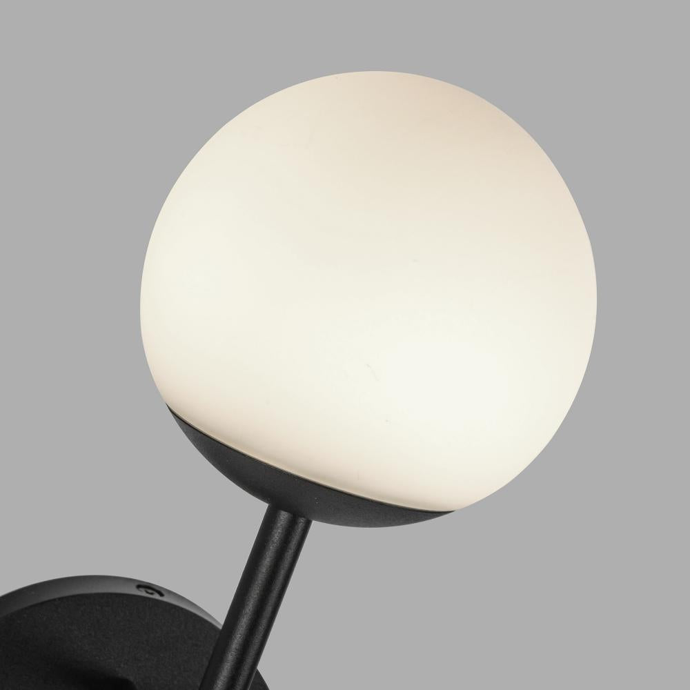 Kuzco Claremont EW78513-BK/OP Exterior Wall Fixture, LED, Black/Opal Glass