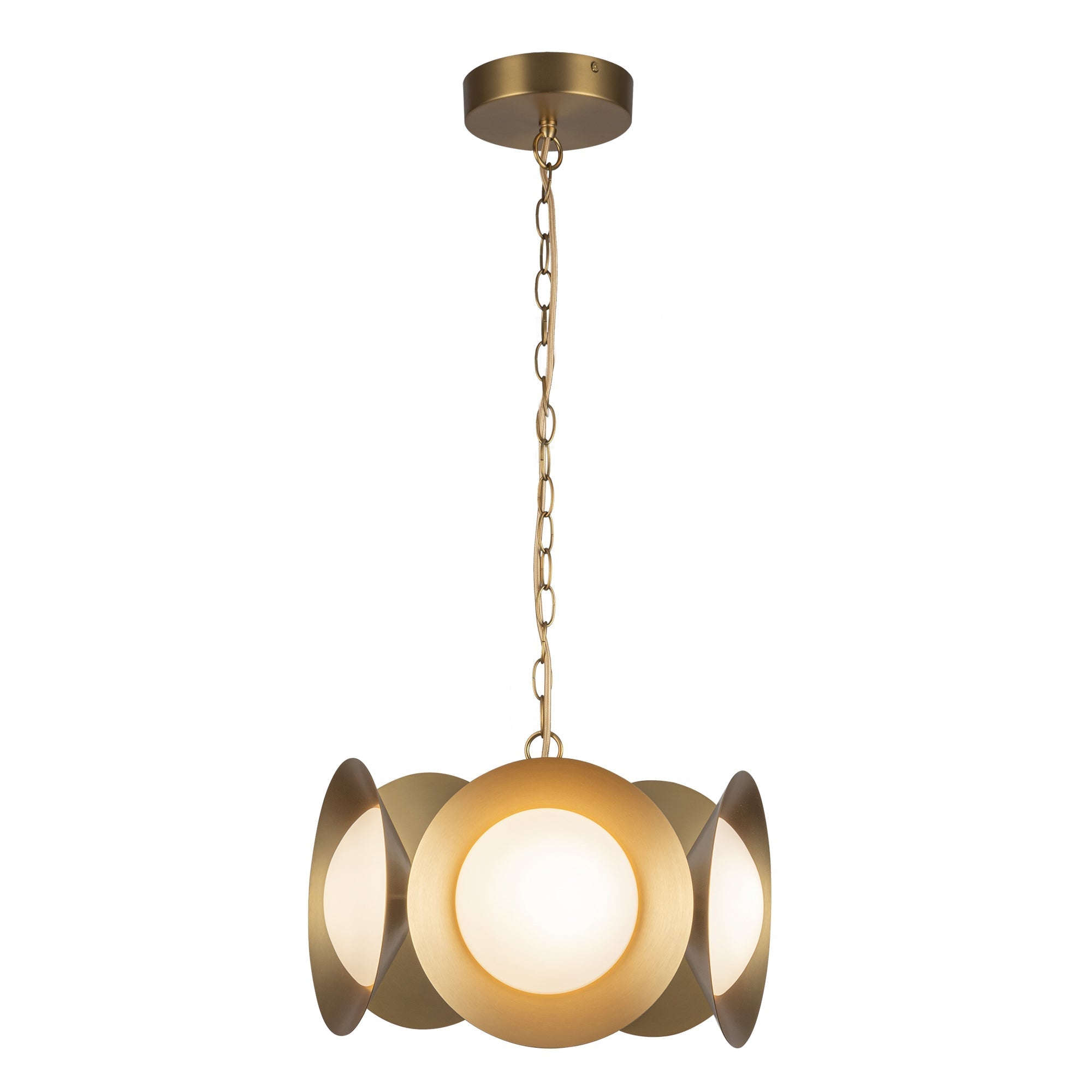 Kuzco CH77916-BG/OP-UNV Ceiling Light Fixture, LED, Brushed Gold/Opal Glass