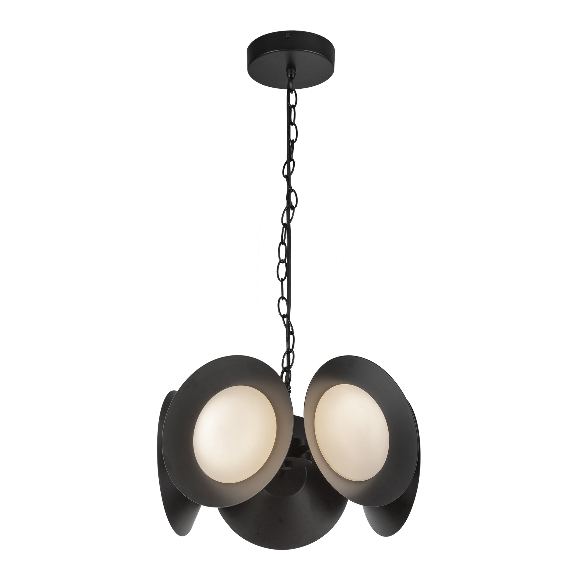 Kuzco Cleo CH77916-BK/OP-UNV Chandelier, LED, Black/Opal Glass