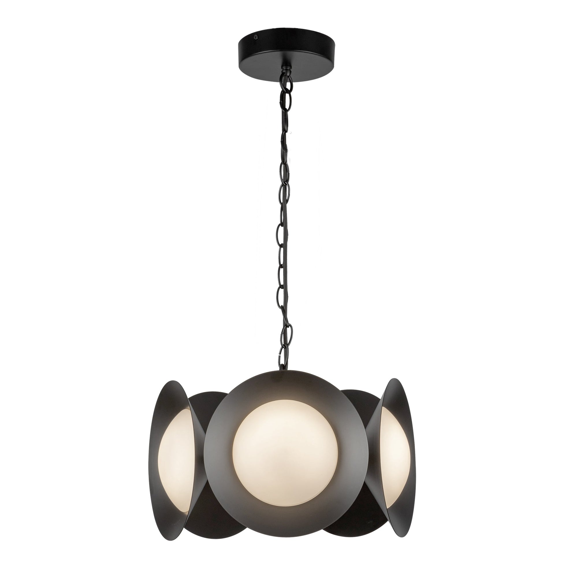 Kuzco Cleo CH77916-BK/OP-UNV Chandelier, LED, Black/Opal Glass