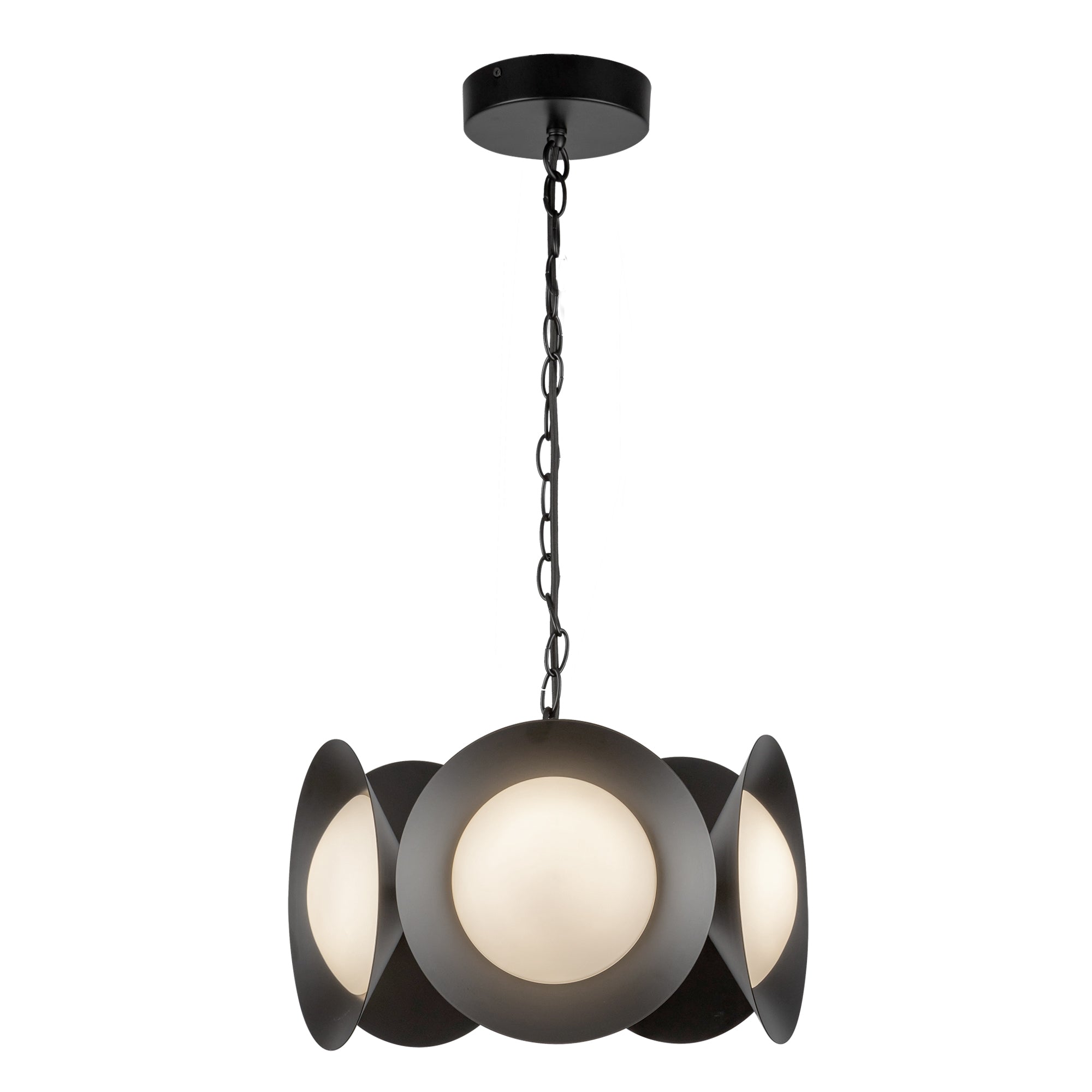 Kuzco Cleo CH77916-BK/OP-UNV Chandelier, LED, Black/Opal Glass
