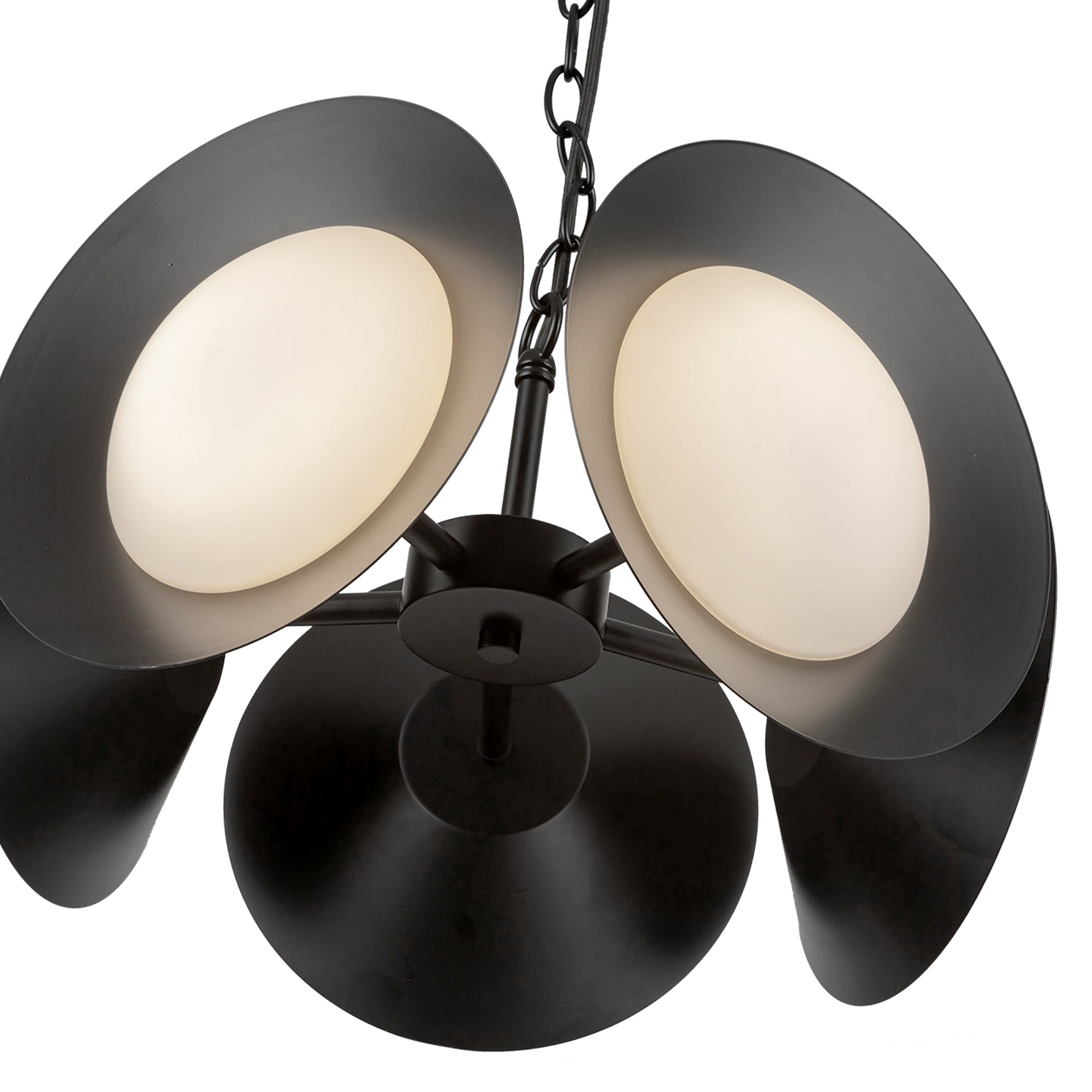 Kuzco Cleo CH77916-BK/OP-UNV Chandelier, LED, Black/Opal Glass