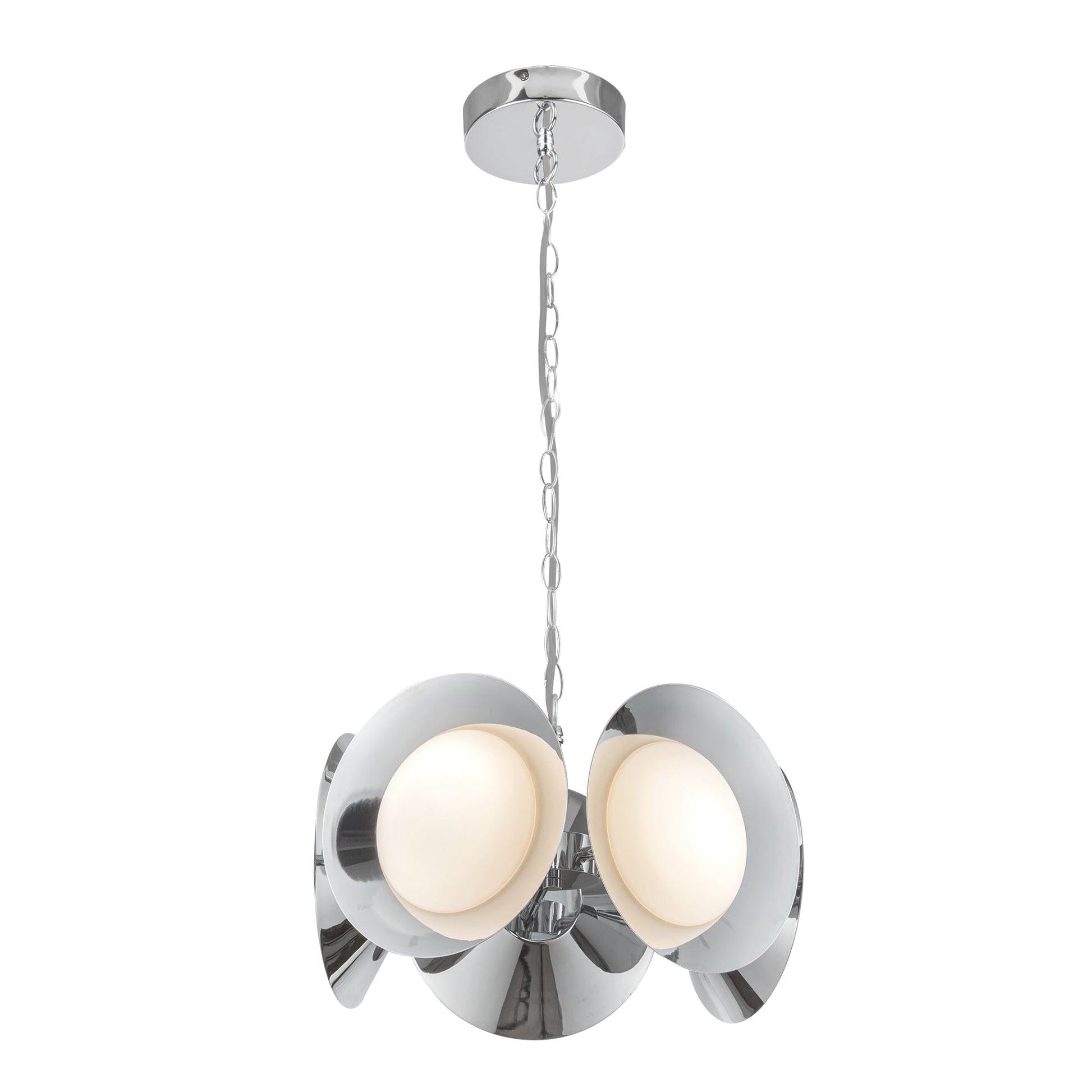 Kuzco CH77916-CH/OP-UNV Cleo 16-in LED Chandelier, UL Damp Rated, Chrome/Opal Glass