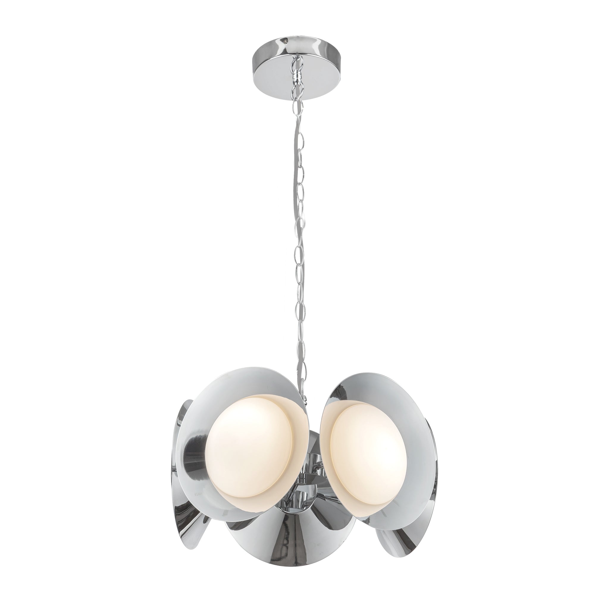 Kuzco CH77916-CH/OP-UNV Cleo 16-in LED Chandelier, UL Damp Rated, Chrome/Opal Glass