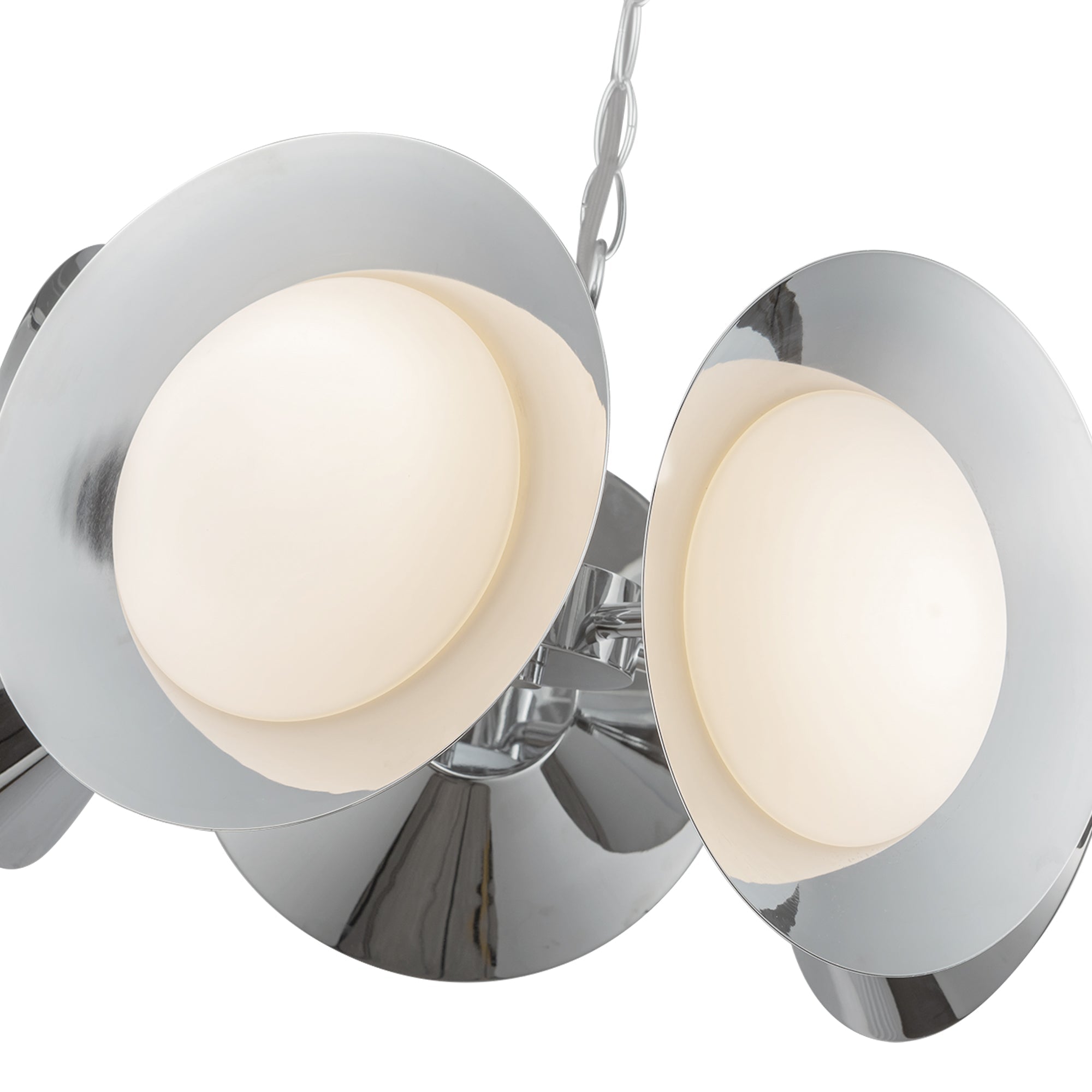 Kuzco CH77916-CH/OP-UNV Cleo 16-in LED Chandelier, UL Damp Rated, Chrome/Opal Glass