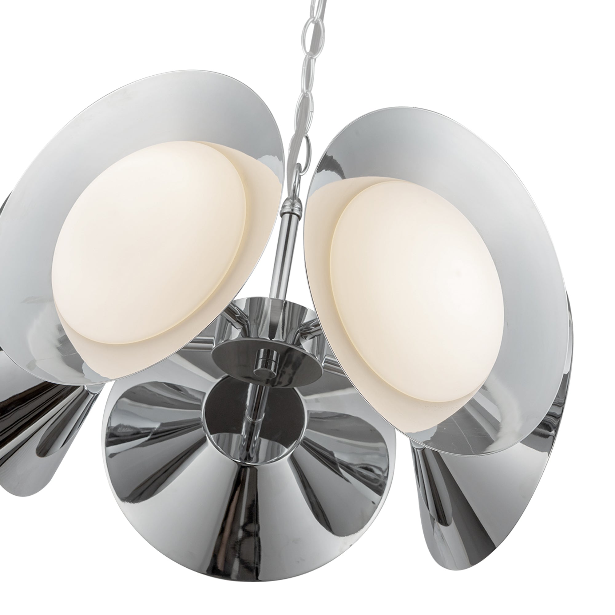 Kuzco CH77916-CH/OP-UNV Cleo 16-in LED Chandelier, UL Damp Rated, Chrome/Opal Glass